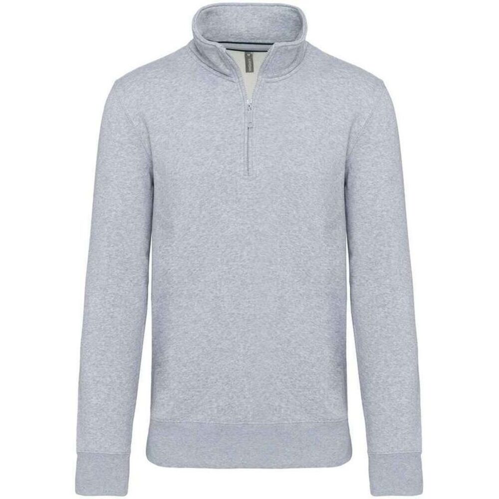 Kariban Mens Zip Neck Sweatshirt / Oxford Grey